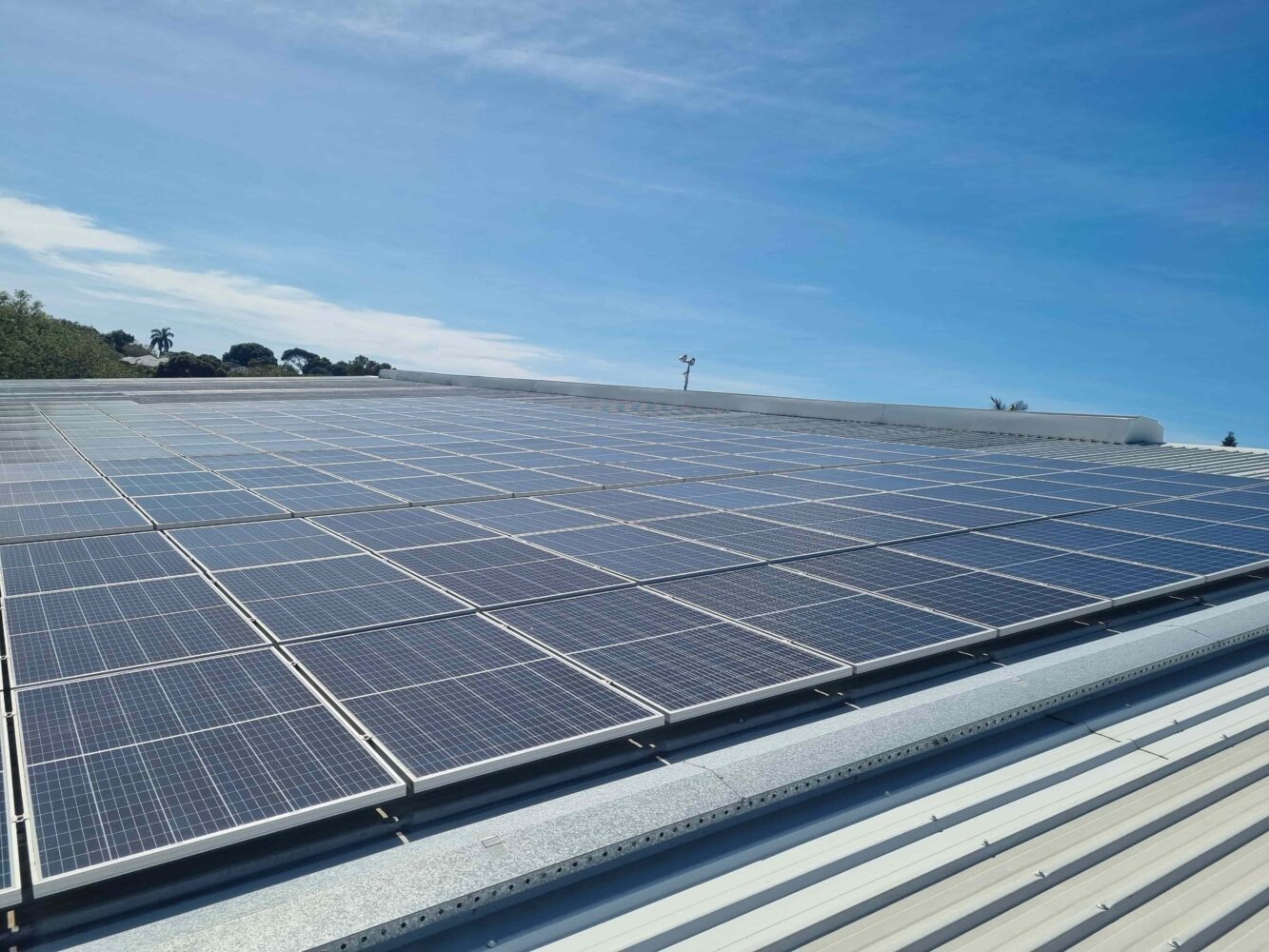 Mackay sun hitting commercial solar panels