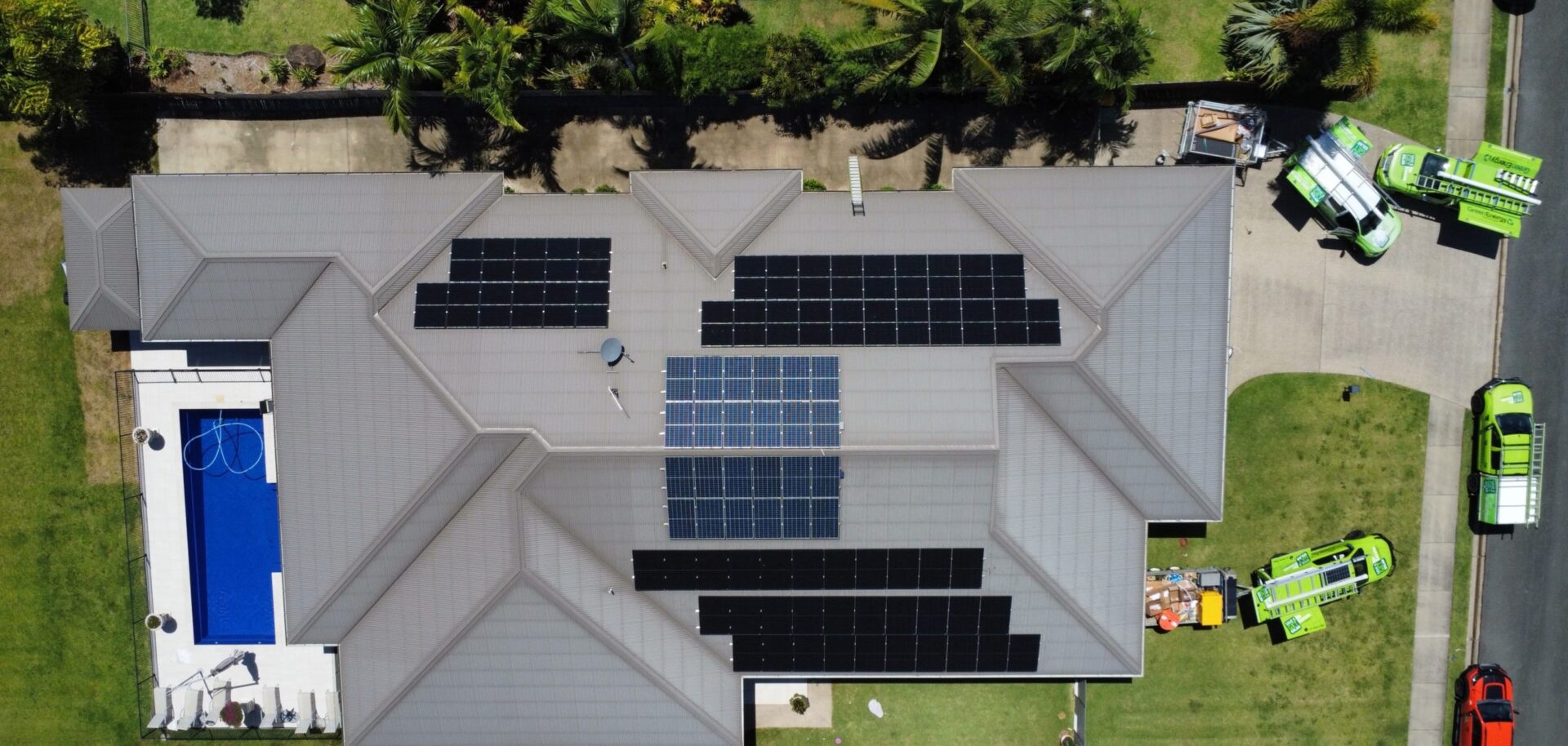 Solar panels on grey roof