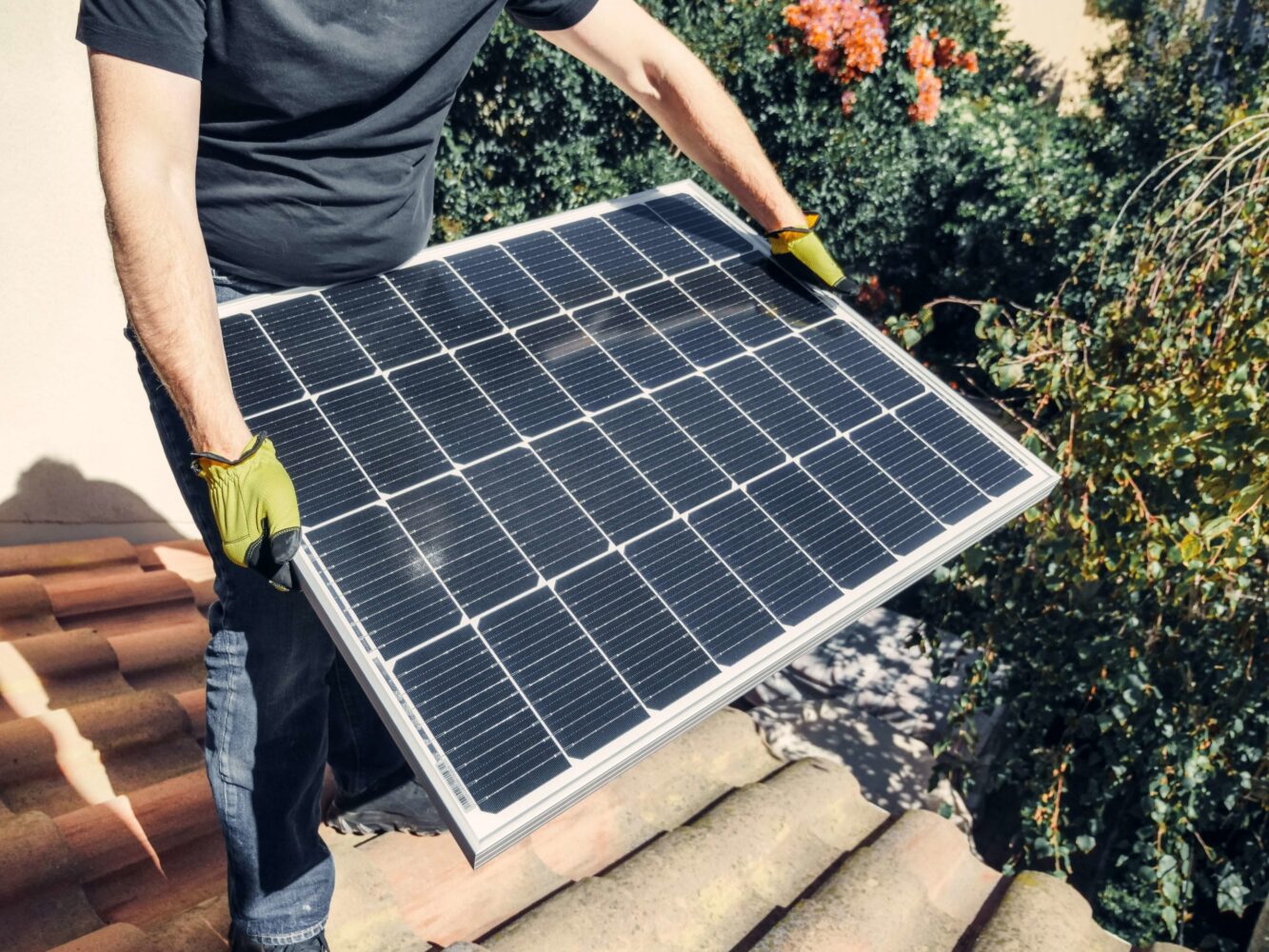 Holding a solar panel