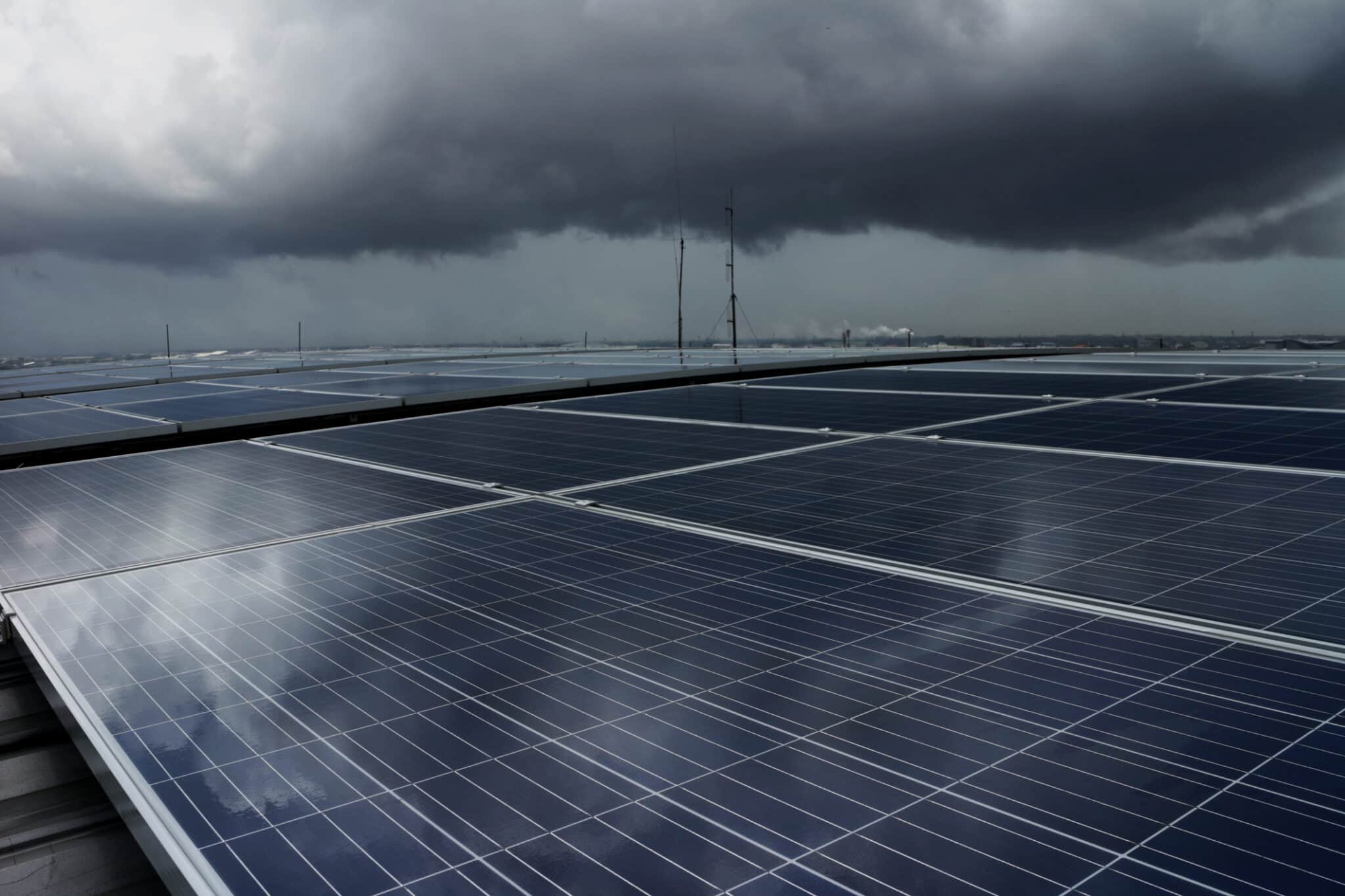 Storm over solar panels